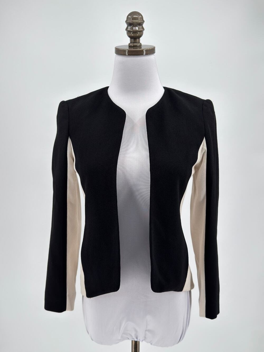 Wilfred Aritzia Festin Black Ceam Colorblock Contrast Open Front Jacket Sz 0